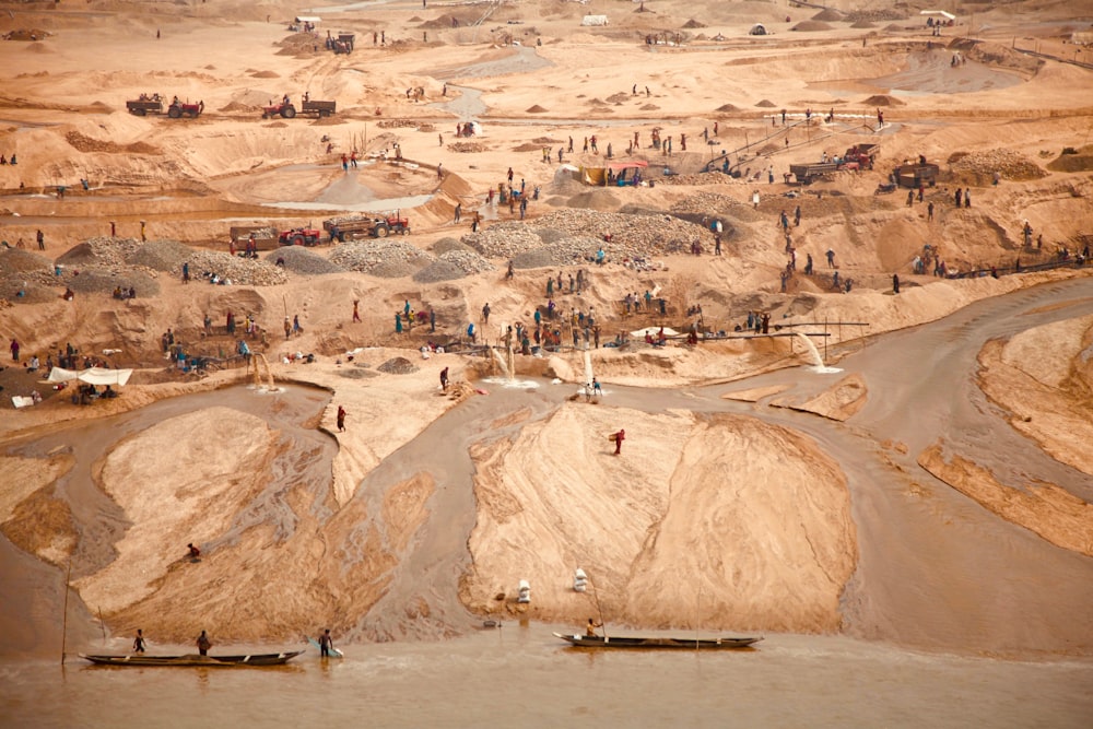 aerial view of brown and gray sands