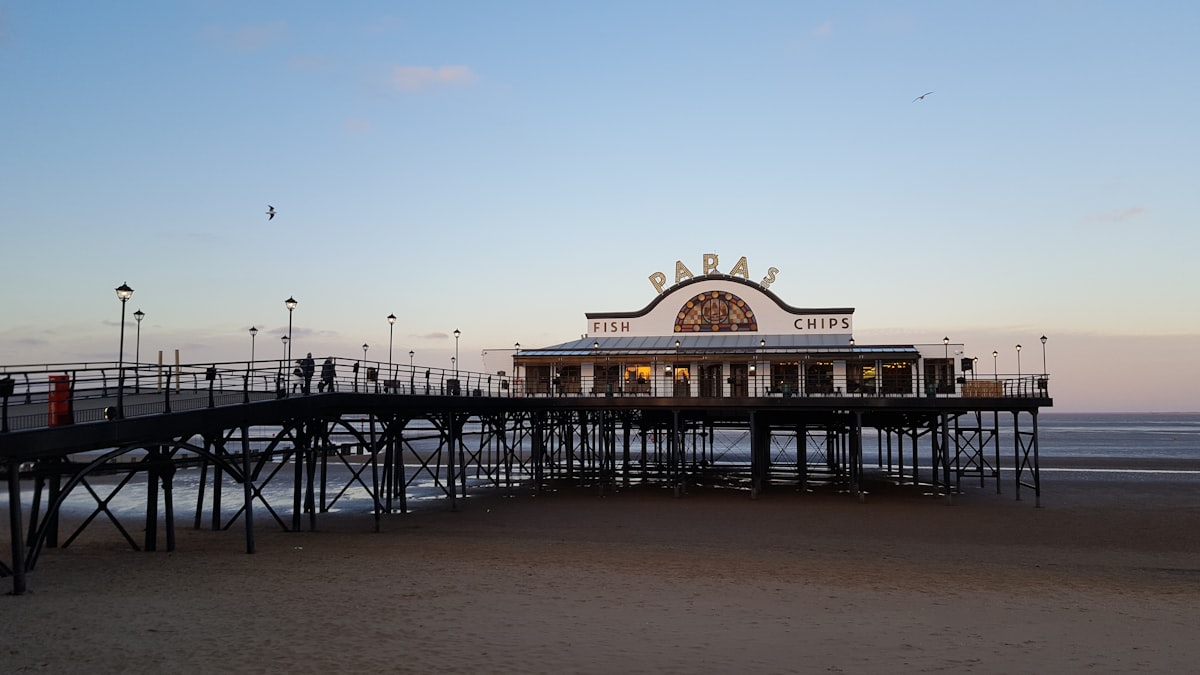 Seaside town view in North East Lincolnshire, near Cleethorpes on the Humber estuary coast
