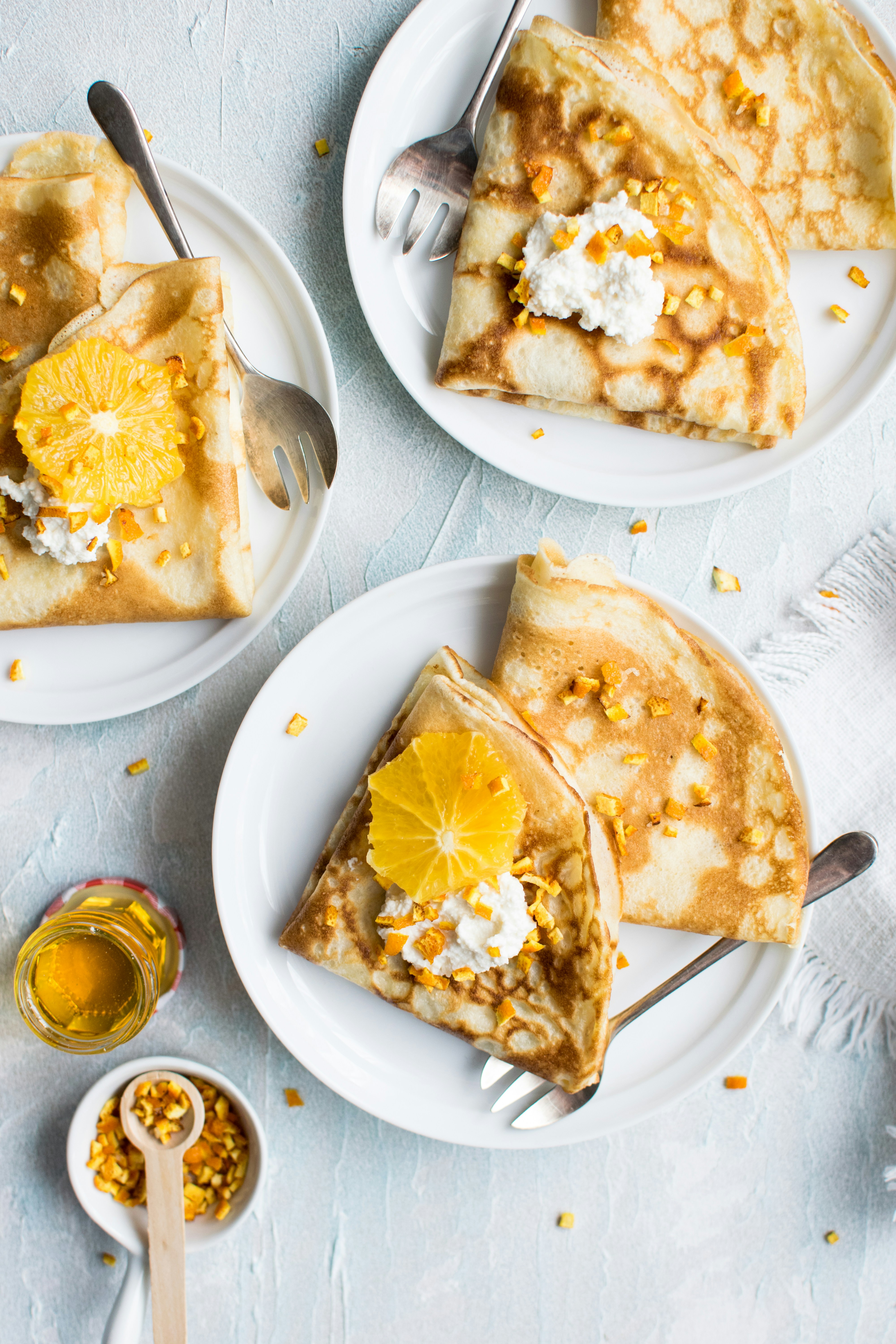 Crepes with Oranges and Honey