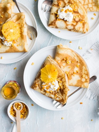 flat-lay photography of pancake with icing