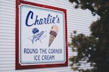 Charlie's round the corner ice cream signage