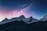 snow mountain under stars