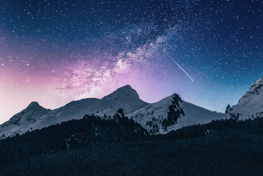 Epic mountains beneath stars