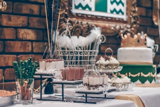 assorted desserts on top of table