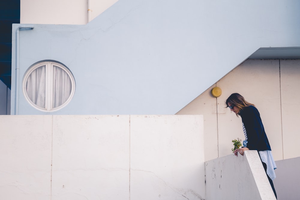 woman looking down