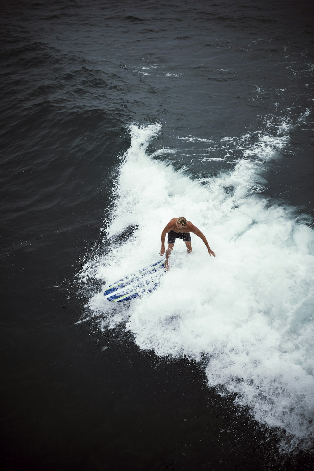 person surfboarding on waves