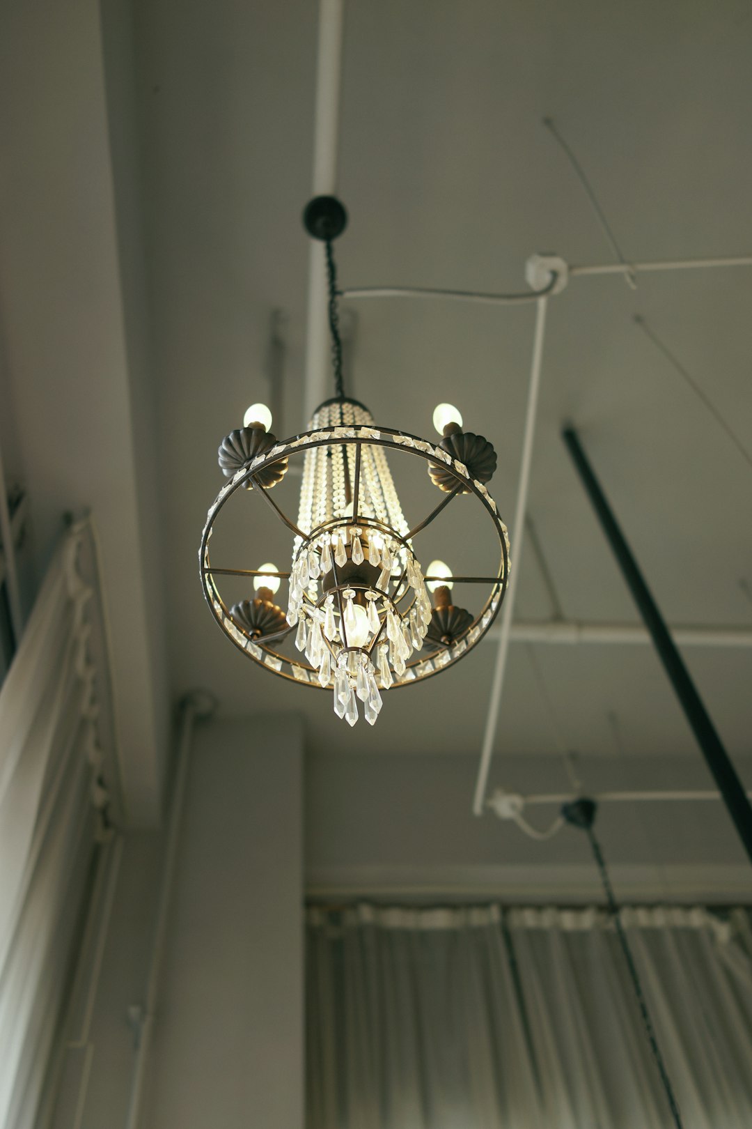 low-angle photography of glass chandelier