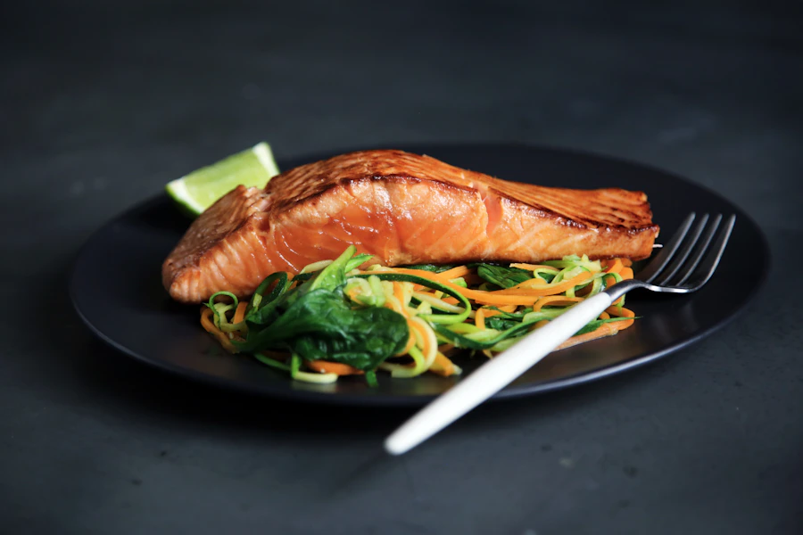 Omega-3 rich foods like salmon, walnuts, and flaxseeds