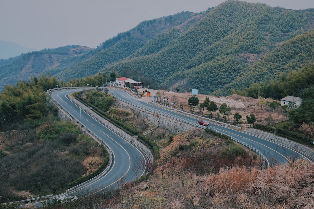 gray concrete road on mountain