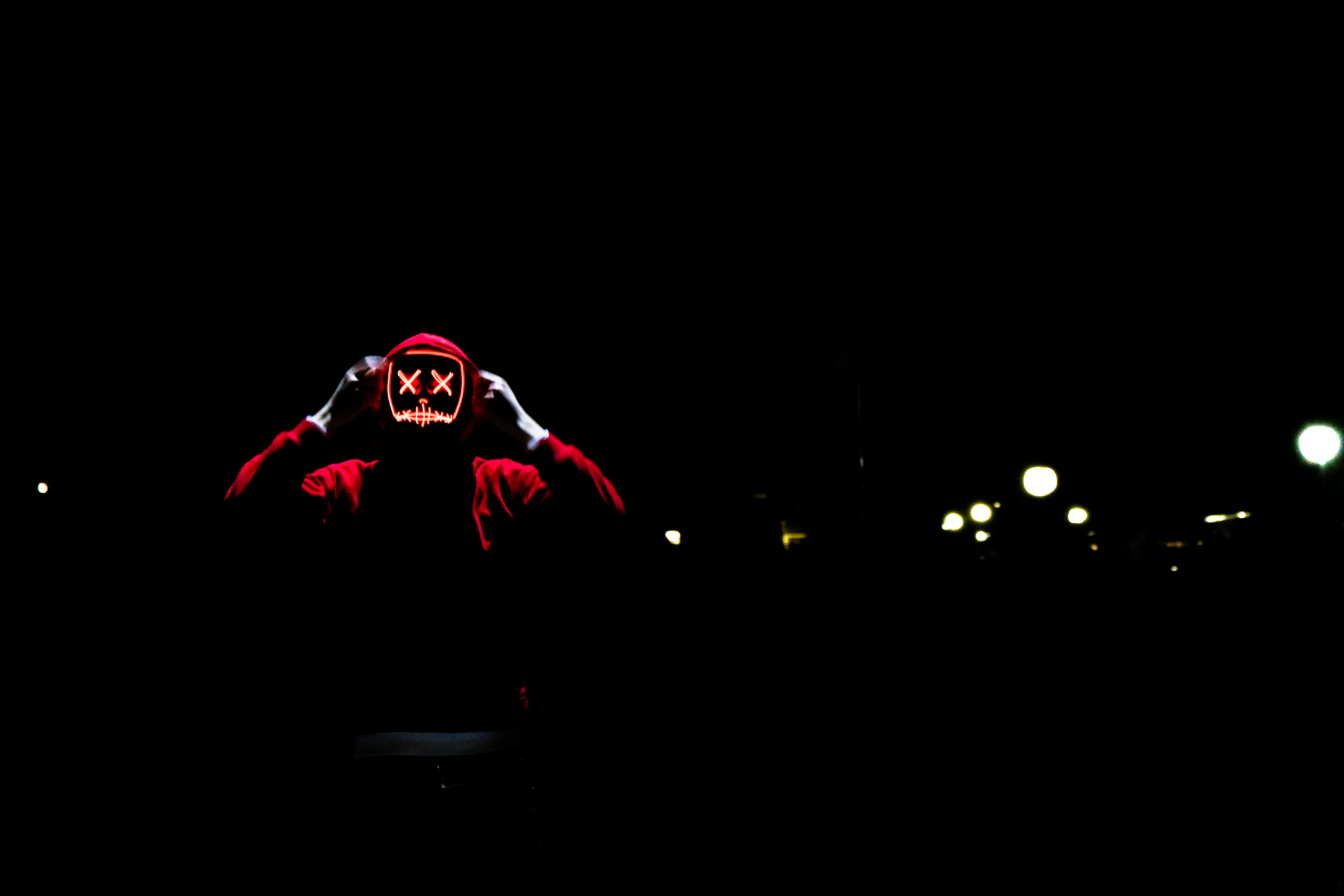 A stage bathed in deep red light before the doors open