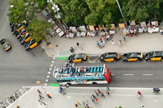 aerial photography of bus on road