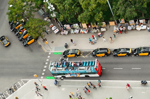 aerial photography of bus on road