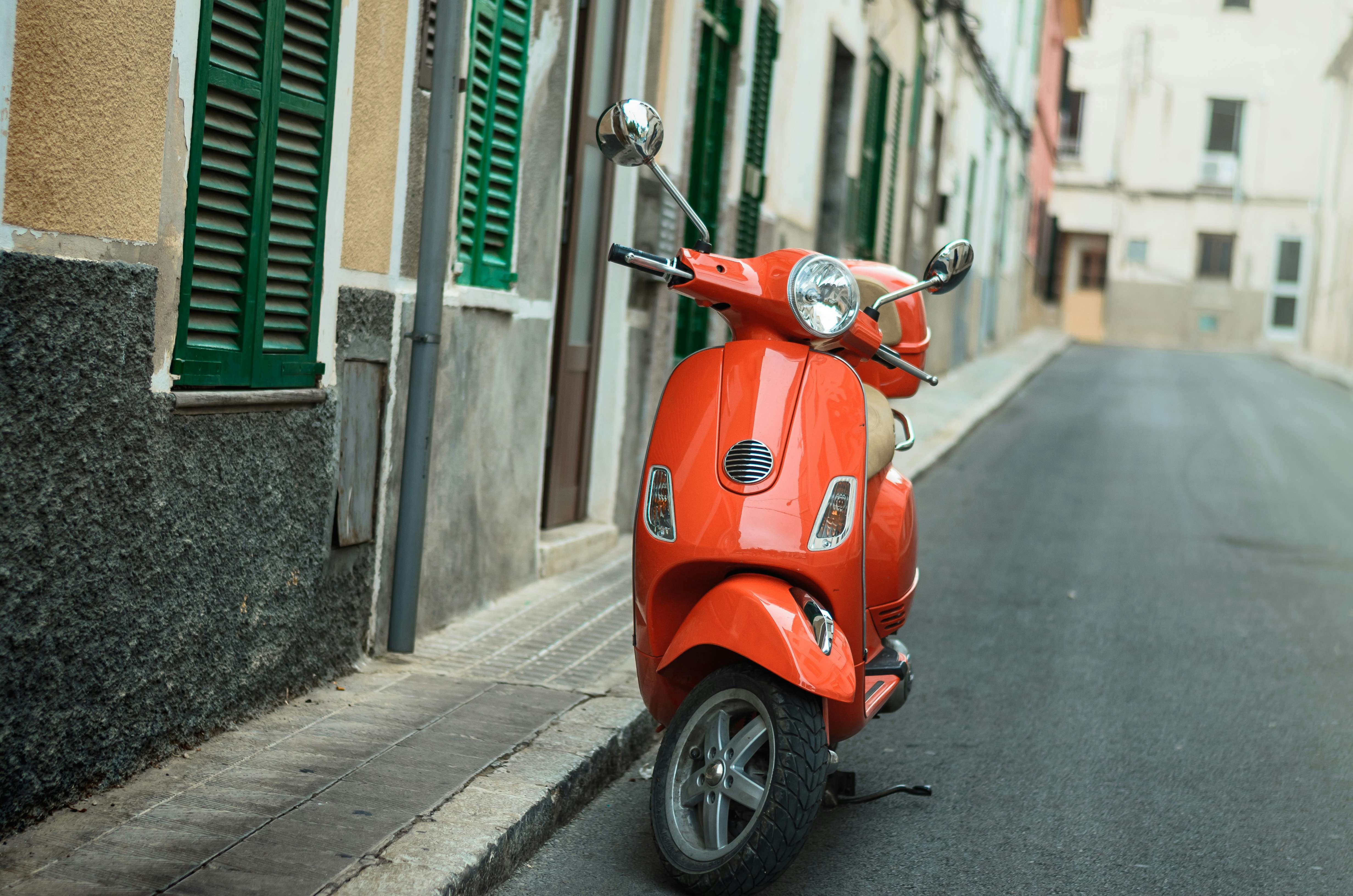 red scooter  in barcelona