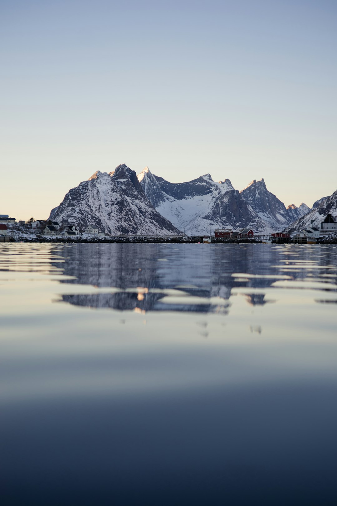 snow capped mountains with reflection on body of water