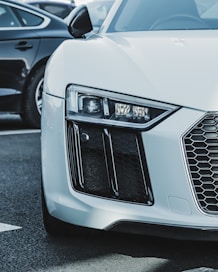 close-up photo of white car