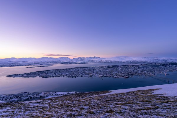 City in the middle of body of water — Tromsø, Norway