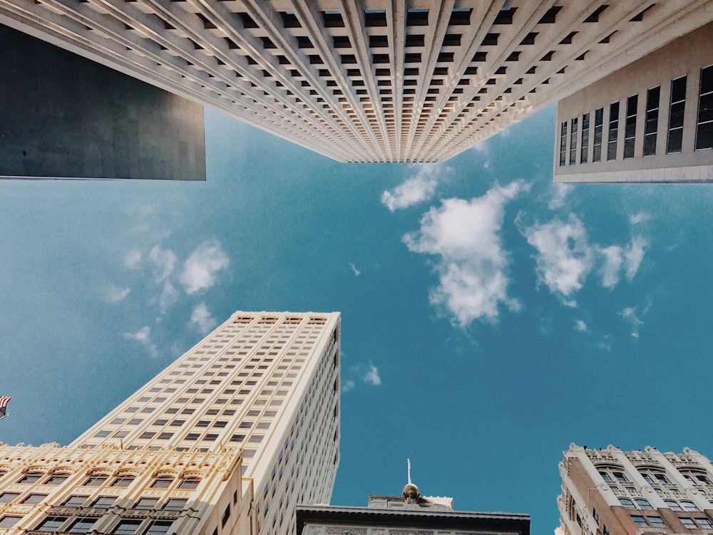 fisheye lens photography of white buildings