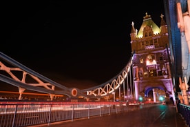 lighted bridge during nighttime