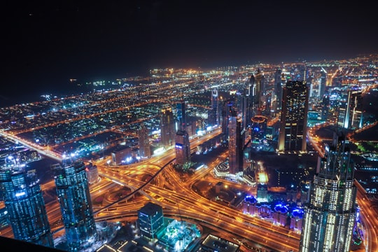 cityscape of lighted building during nighttime in Burj Park United Arab Emirates