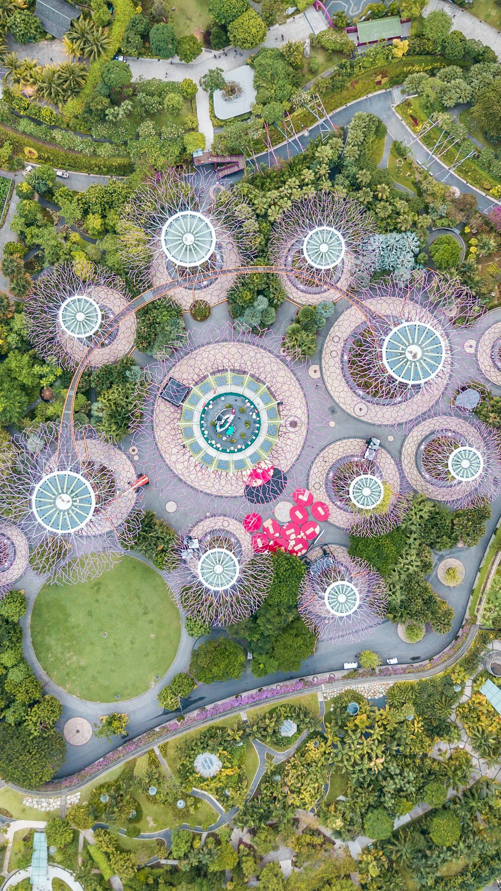 aerial photography of themed park