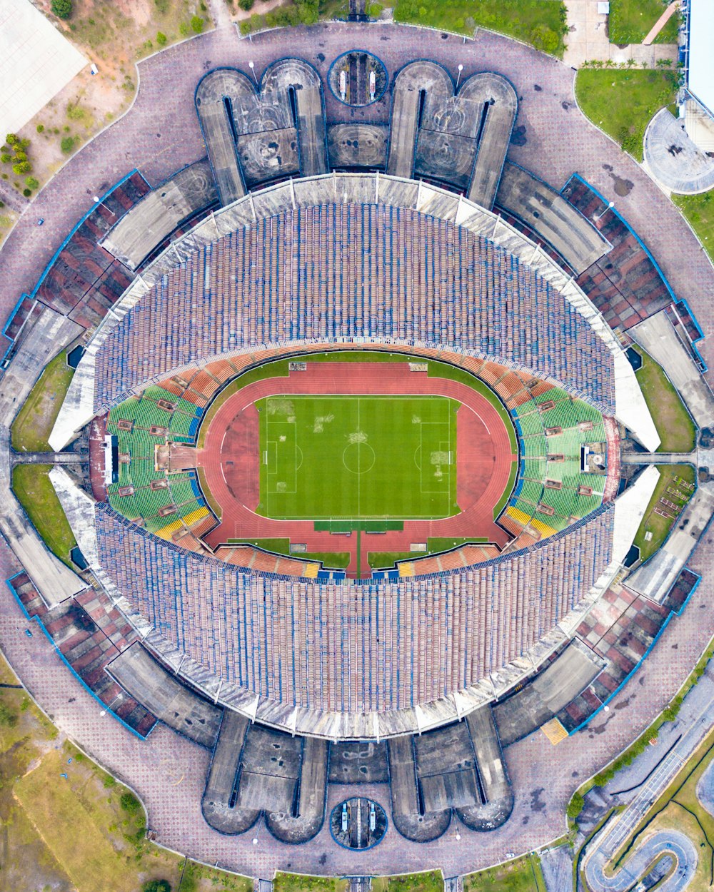 birds eye view of soccer stadium