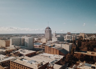 birds eye view of skyscrapers