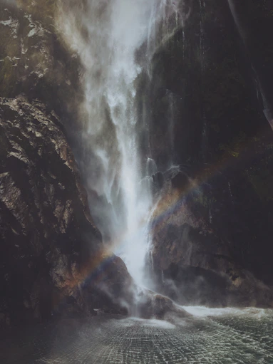 rainbow near the waterfalls