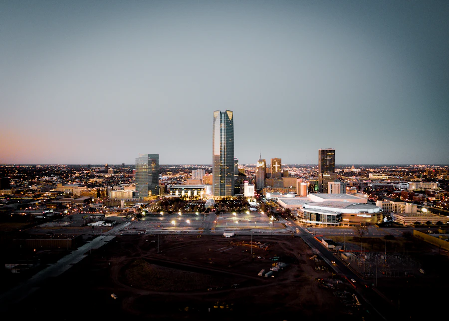 The Oklahoma City skyline at dusk