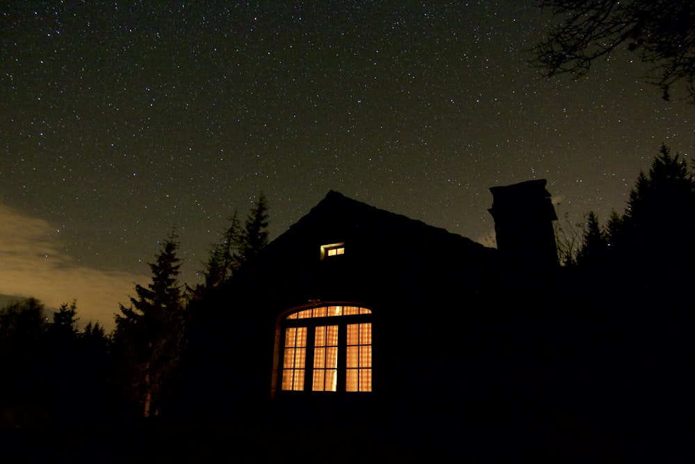 silhouette photo of house