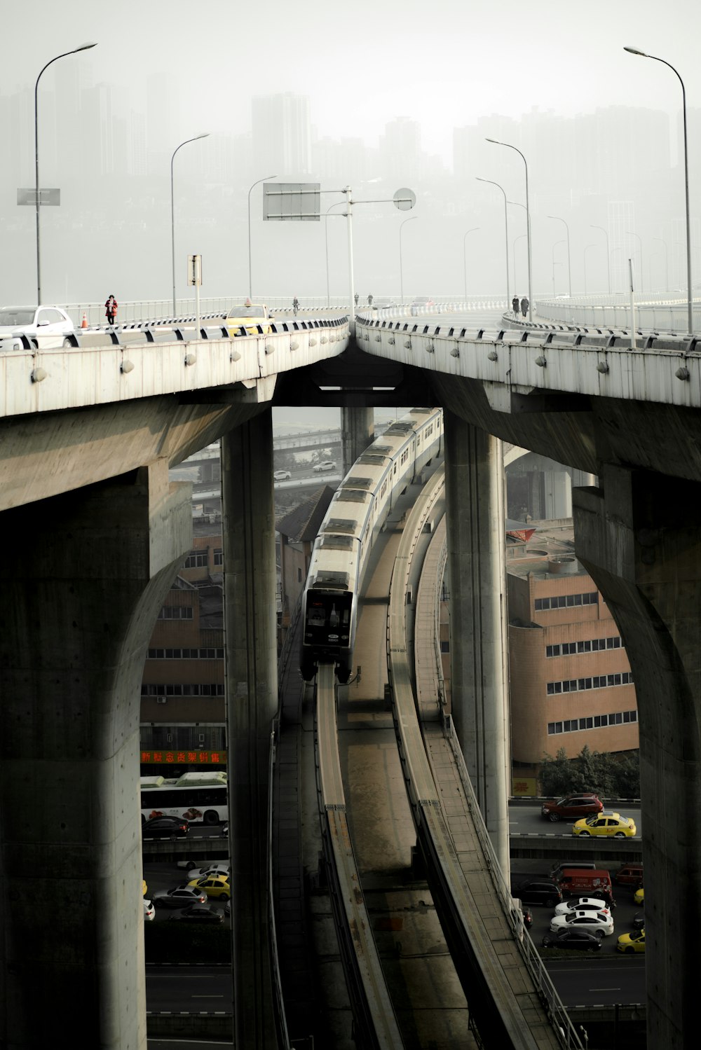 train under underpass