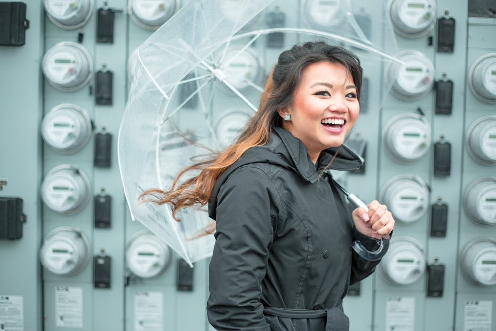 woman with clear umbrella