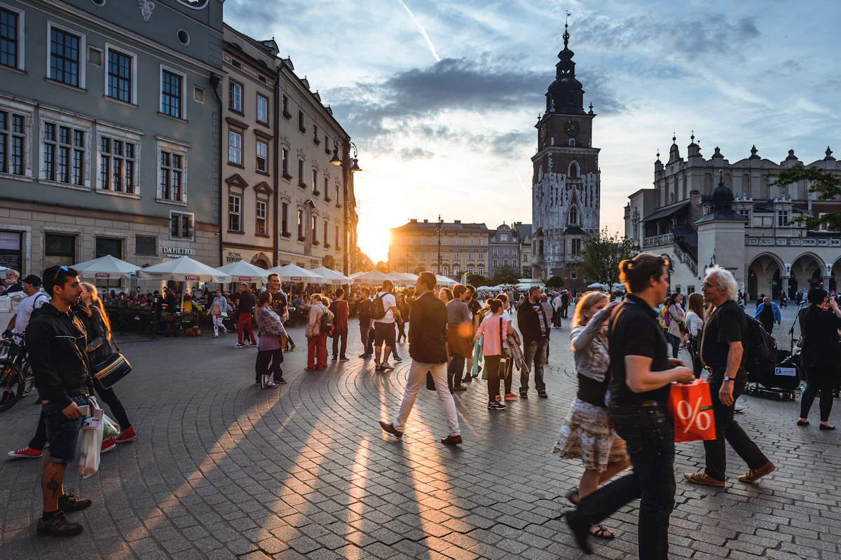 Crowded tourist street showing overtourism