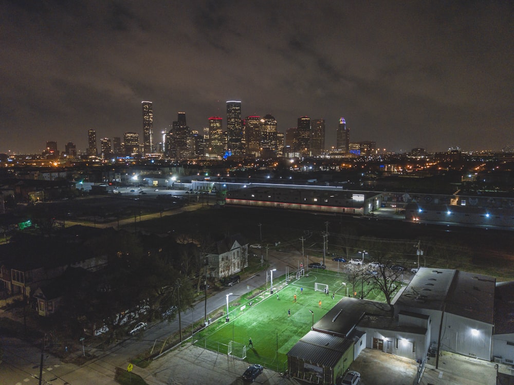bird's eye view of soccer field