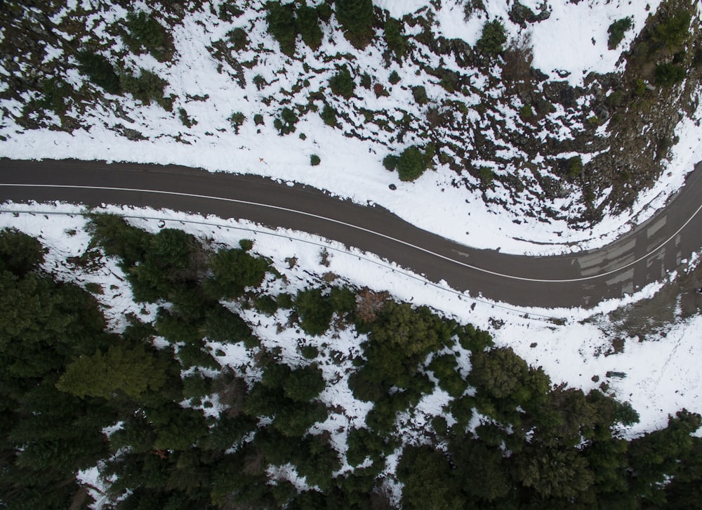 bird's-eye view photography of road