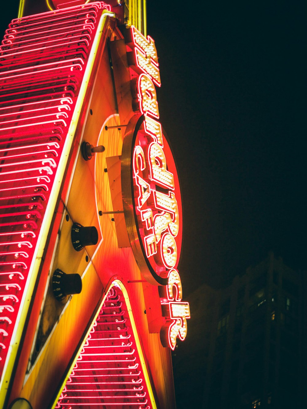 bottom-view of Hard Rock Cafe sign