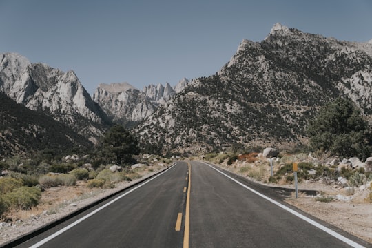 road between desert in Whitney Portal United States