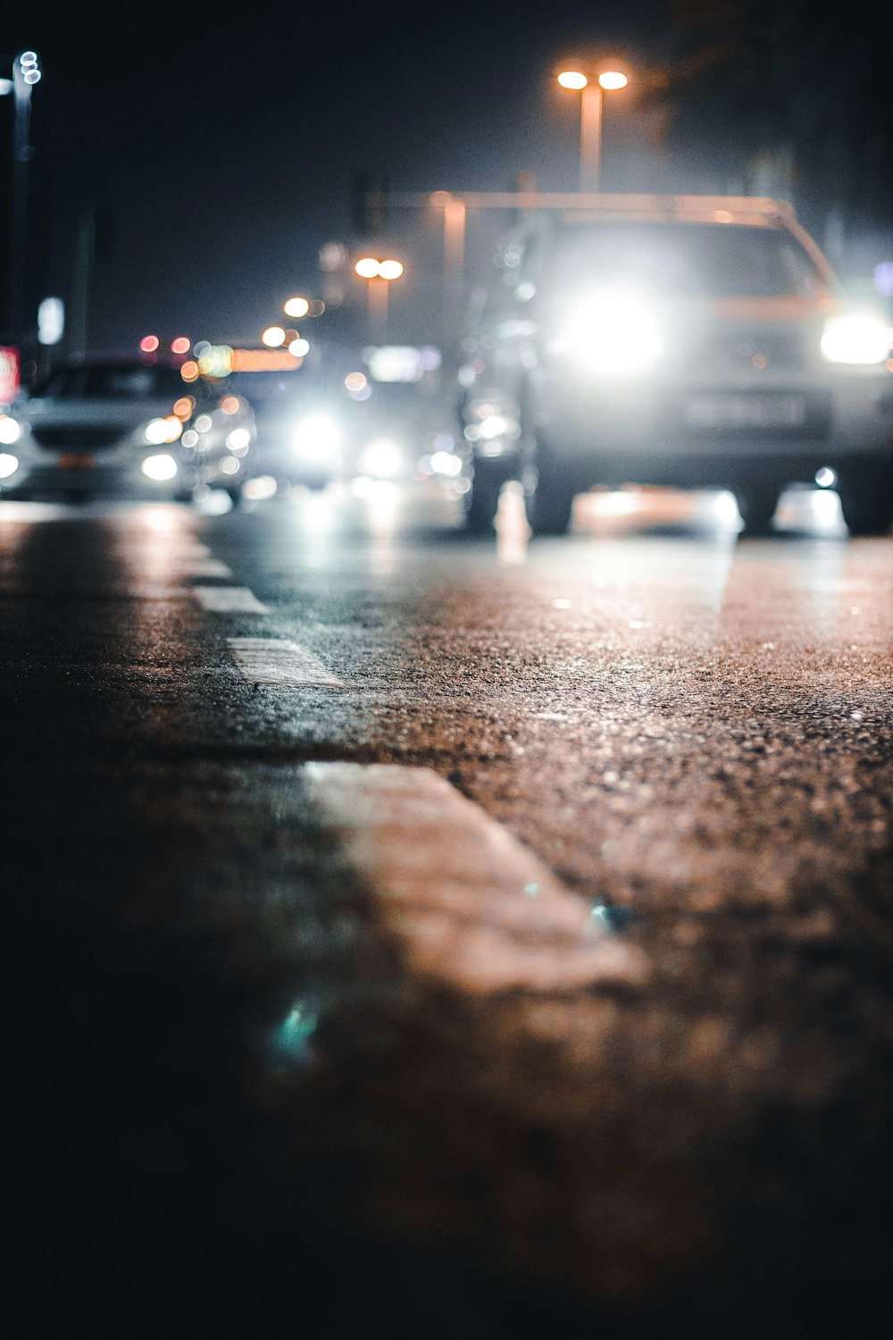 vehicles on road during nighttime