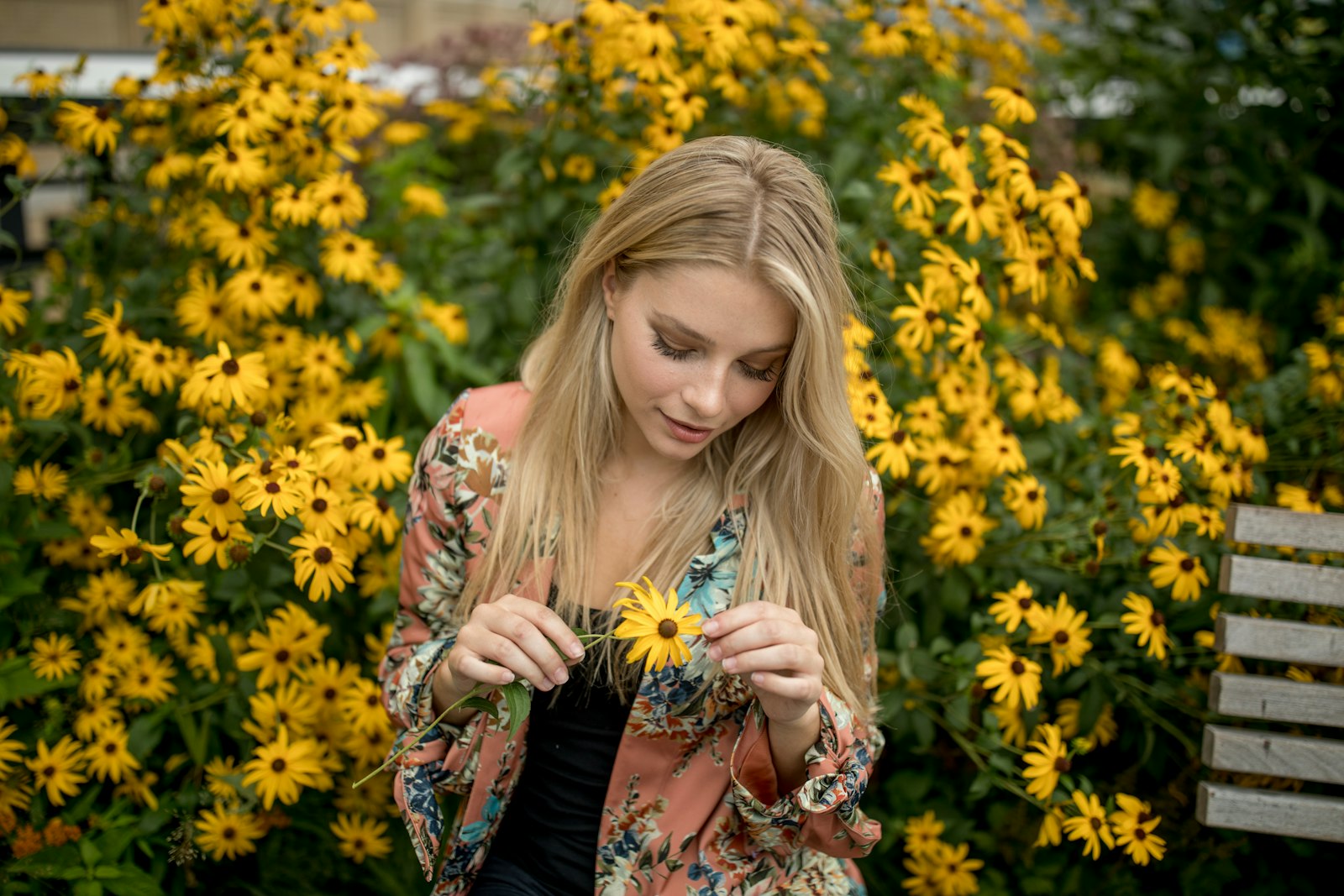 Canon EF 35mm F1.4L II USM sample photo. Woman holding sunflower photography