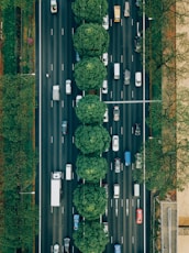 aerial photography of road with cars