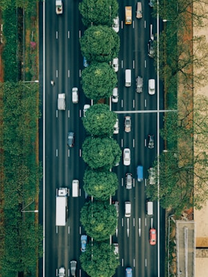 aerial photography of road with cars