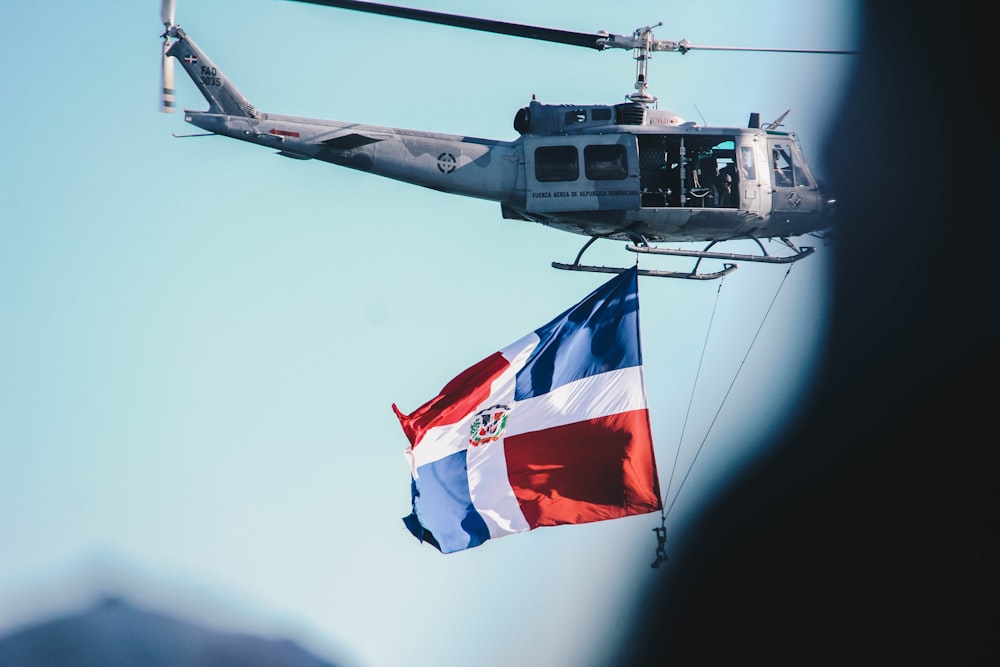 helicopter raising a flag