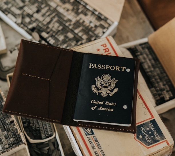photo of United States of America Passport on white box