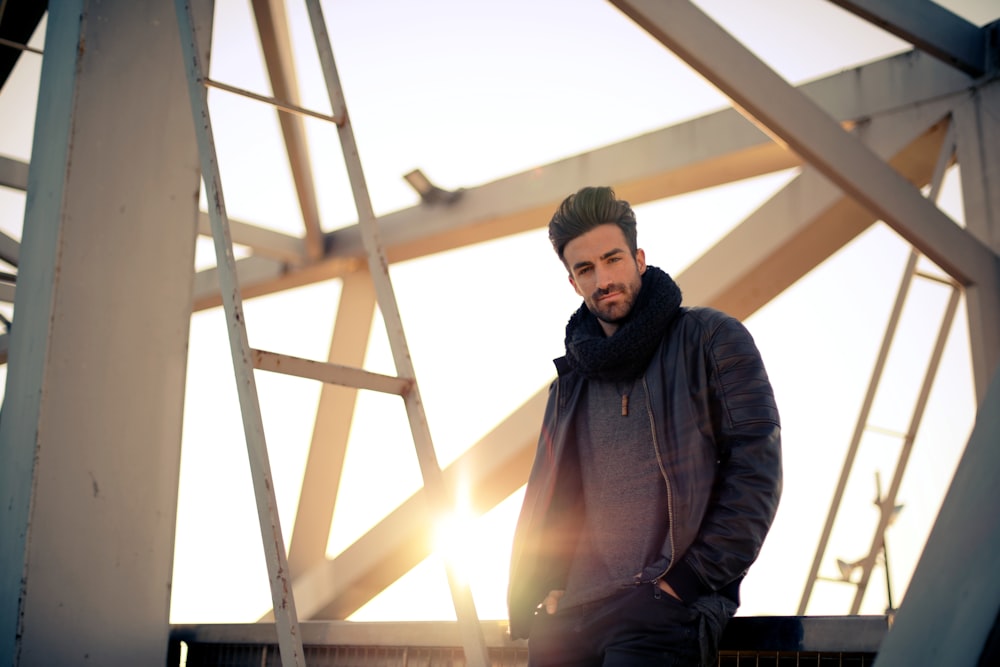 man wearing jacket and put his two hands in pocket