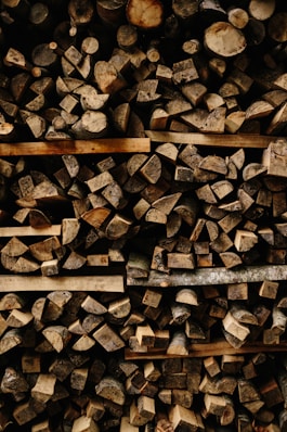 photo of brown wooden firelogs