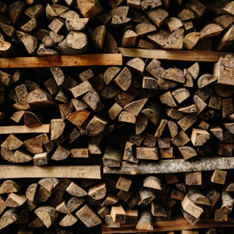 photo of brown wooden firelogs