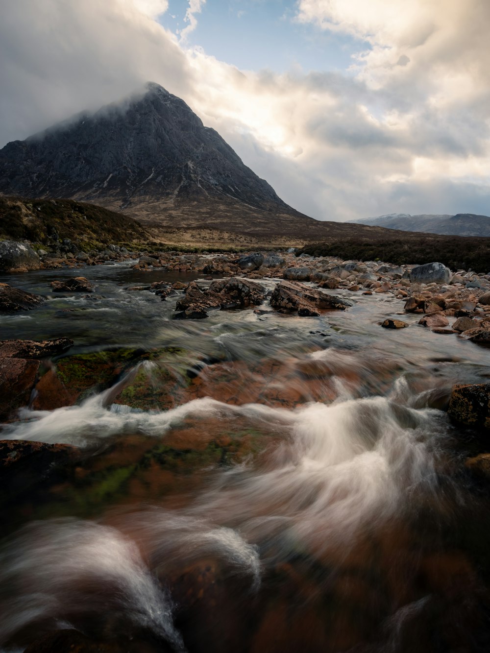 raging water through mountain