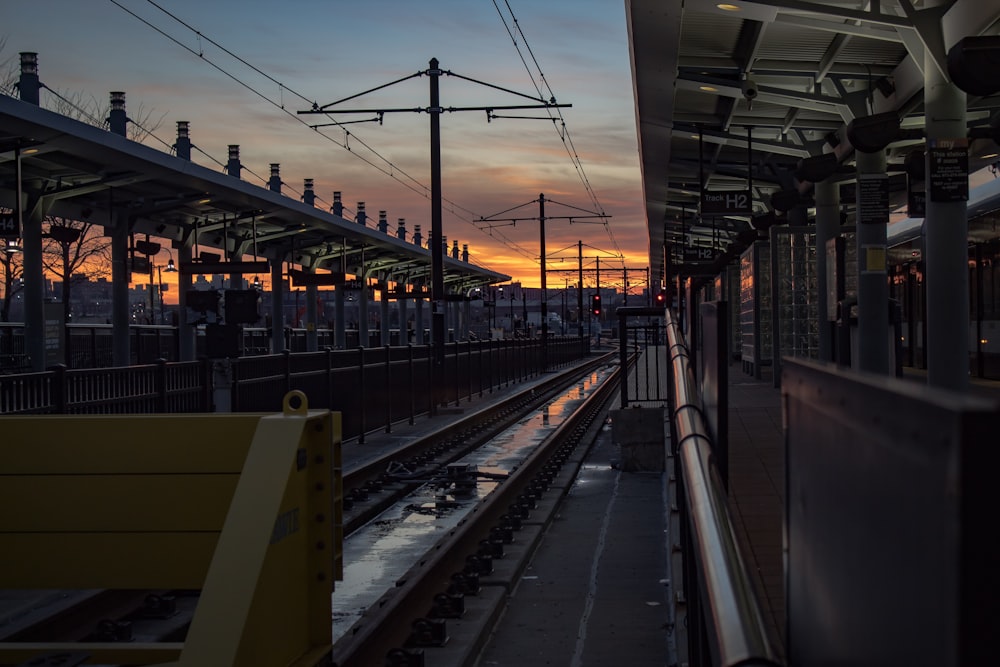 train rail at train station