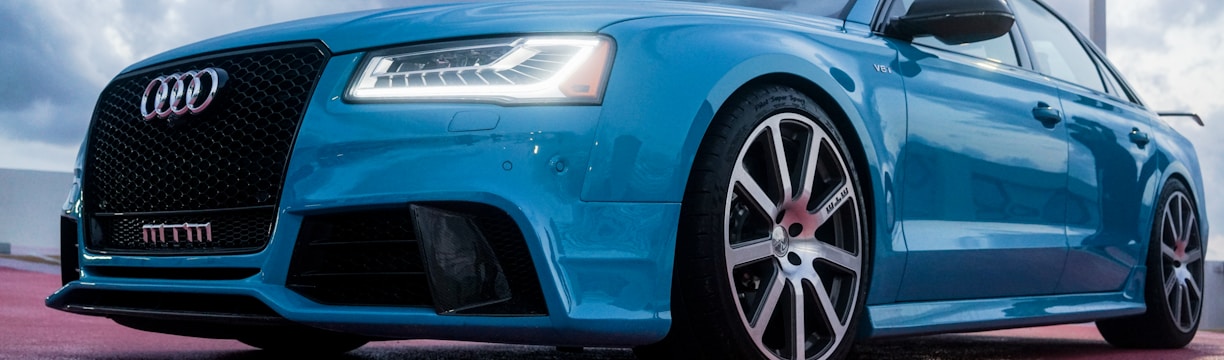 blue Audi sedan