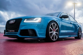 blue Audi sedan