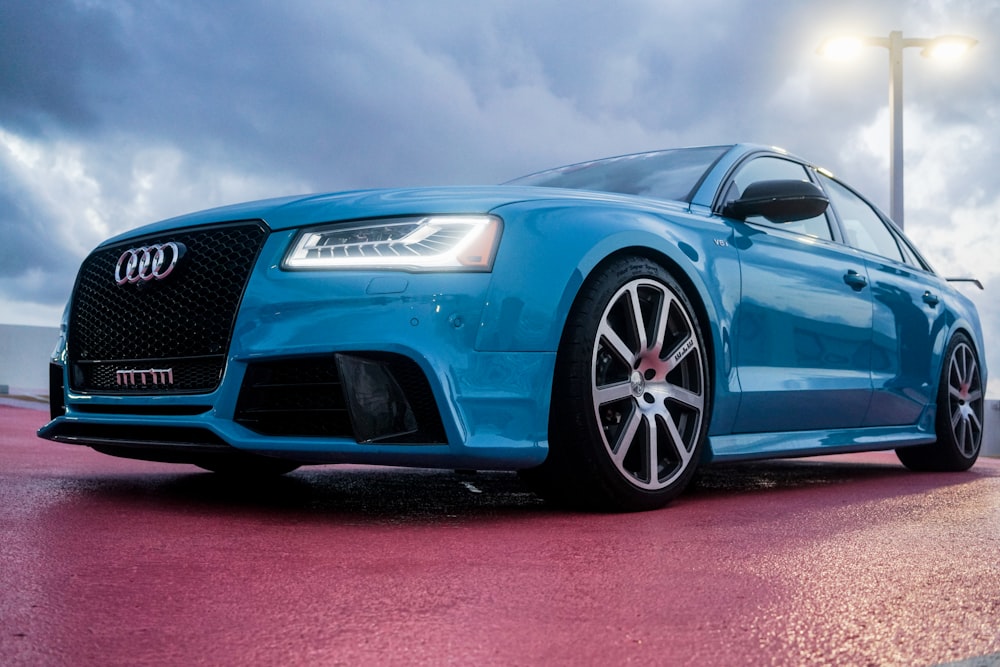 blue Audi sedan